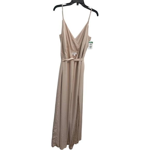 WAYF The Angelina Slit Wrap Gown in tan - Picture 10 of 14